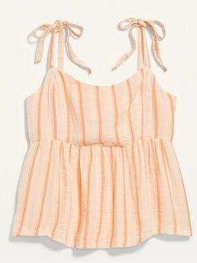 Old Navy Striped Peach Tie-Shoulder Tank Top